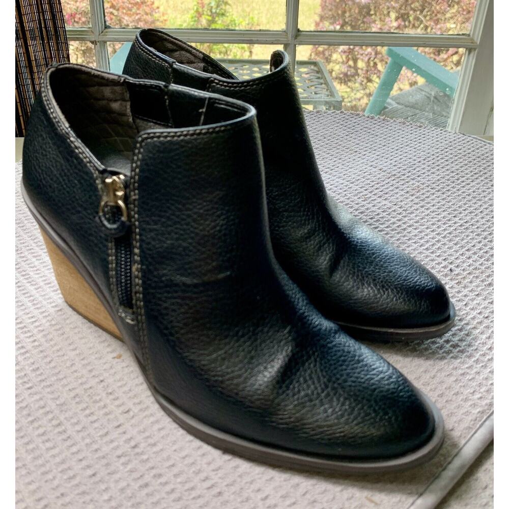 Dr. Scholl's Ladies Black Wedge Ankle Boots Sz 8.5M Energize Foam Technology 545